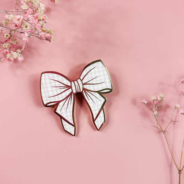 JOURNAL CLIP | PINK CHECKERED BOW | COZY FALL 2.0 COLLECTION