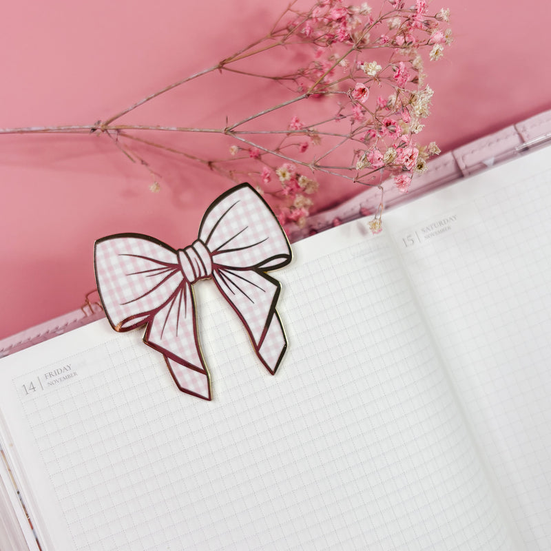 JOURNAL CLIP | PINK CHECKERED BOW | COZY FALL 2.0 COLLECTION