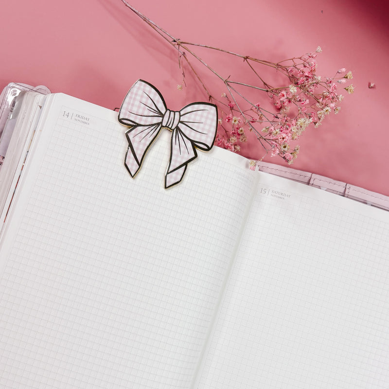 JOURNAL CLIP | PINK CHECKERED BOW | COZY FALL 2.0 COLLECTION