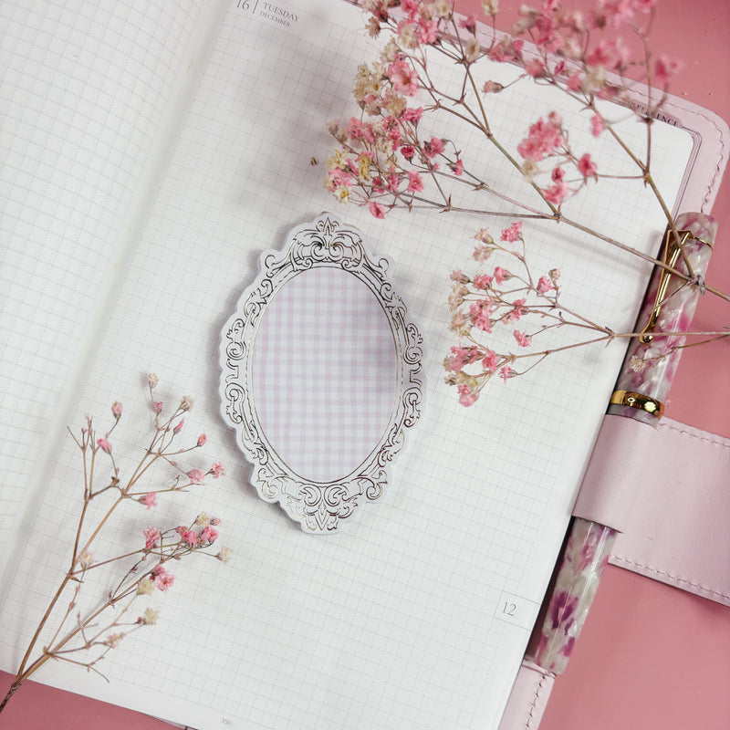 COZY FALL 2.0 |  PINK CHECKERED NOTEPAD | 50 Sheets - Gold Foil