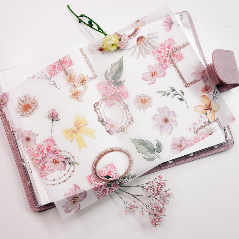A4 DECO SHEET | VELLUM - FLORALS - Gold Foil | JUNE25