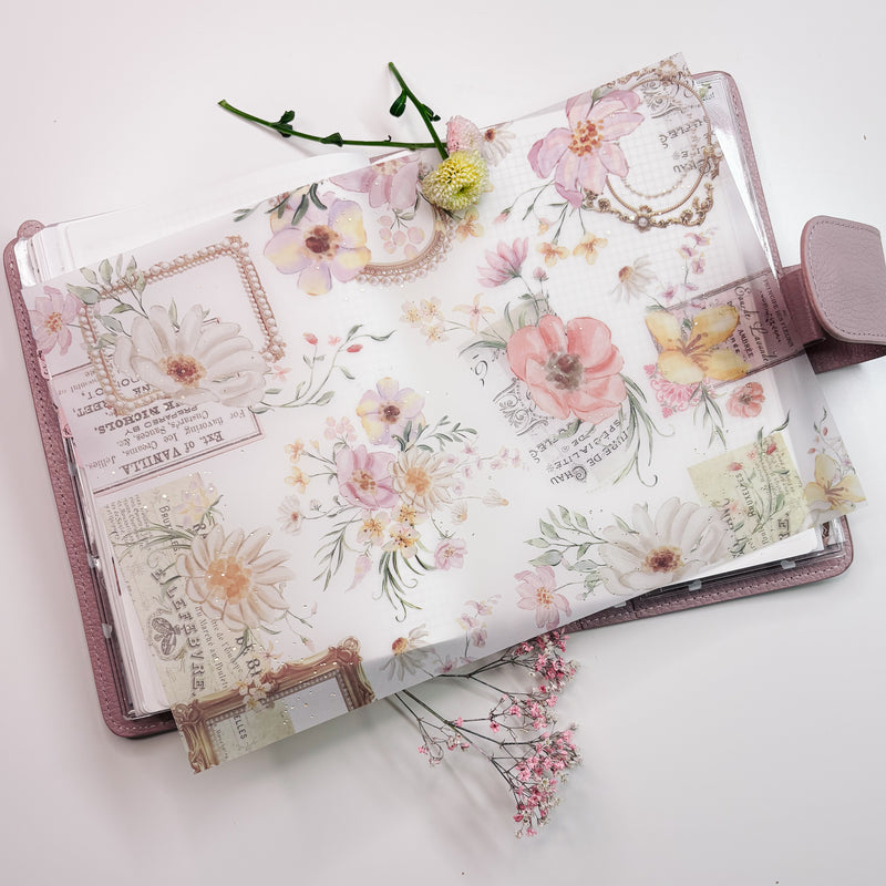 A4 DECO SHEET | VELLUM - FLORAL & ELEMENTS - Gold Foil | JUNE25