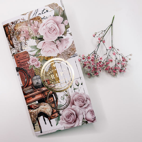 REUSABLE STICKER BOOK | SEWN BOUND | GOLD | VINTAGE TRAVEL COLLECTION