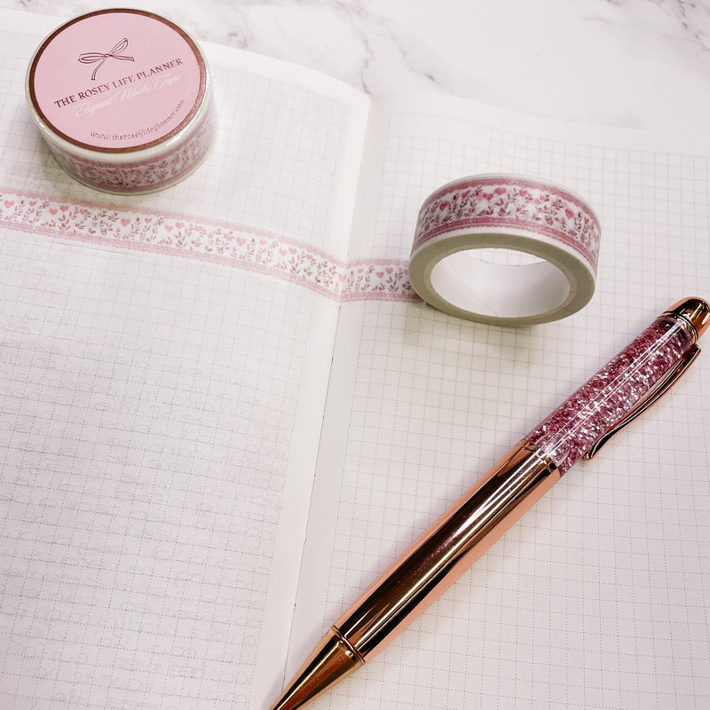 Washi Tape | 10 m - 1.5 cm | Pink Lace Hearts