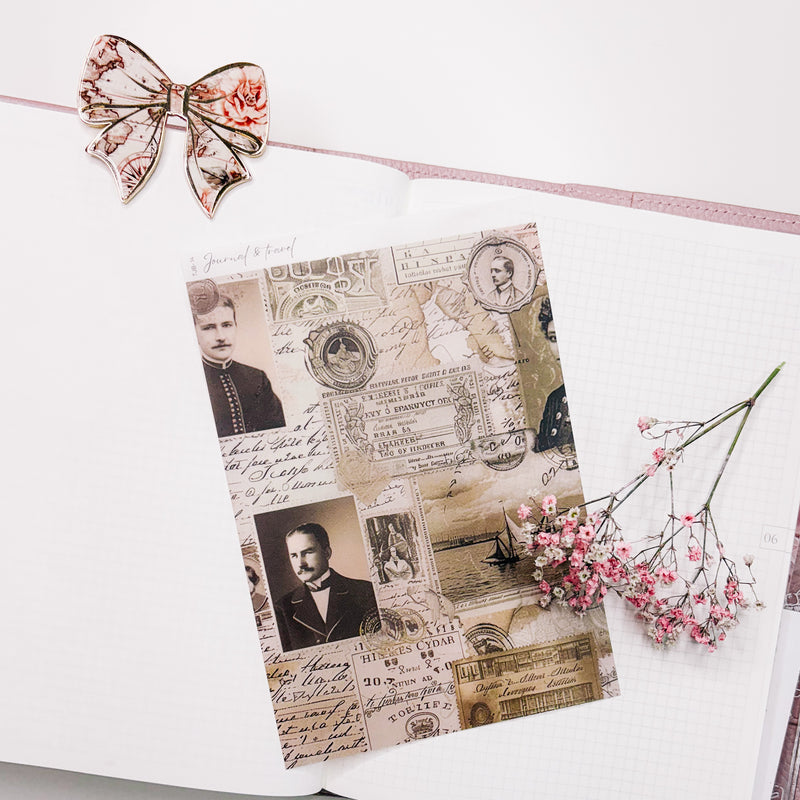 JOURNAL CLIP | GOLD and FLORAL BOW | VINTAGE TRAVEL COLLECTION