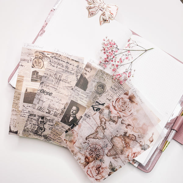 VINTAGE TRAVEL COLLECTION | TEARABLE DECO STICKERS | SH 11-15 | CLEAR MATTE