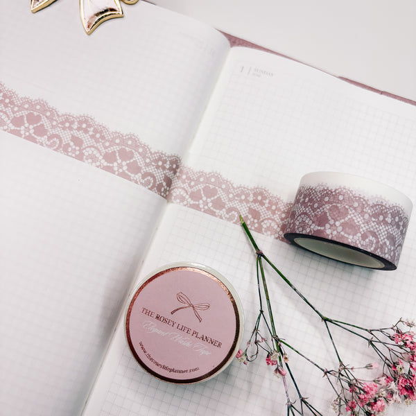 Washi Tape | Light Pink Lace  | 10 m - 2,5cm |  Vintage Travel Collection