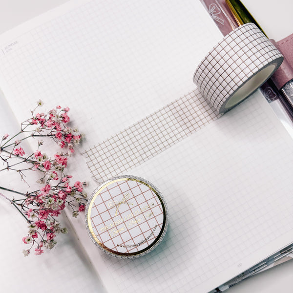 Washi Tape | White Grid  | 10 m - 2,5cm |  Vintage Travel Collection