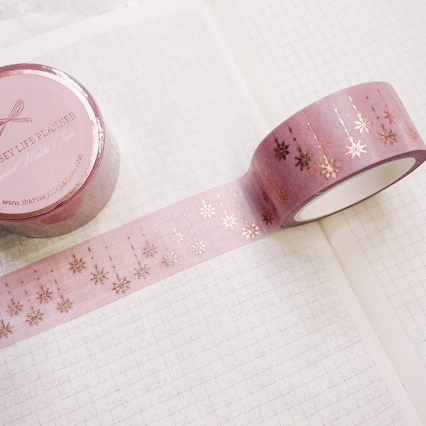 Washi Tape | 10 m - 2.0 cm | SNOWFLAKES - Rose gold