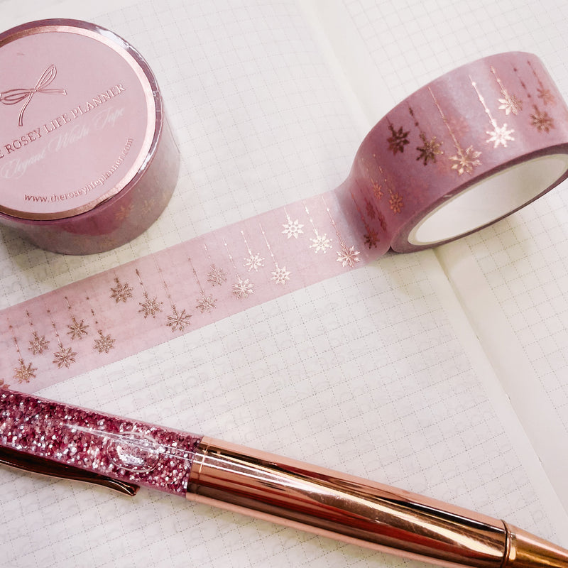 Washi Tape | 10 m - 2.0 cm | SNOWFLAKES - Rose gold