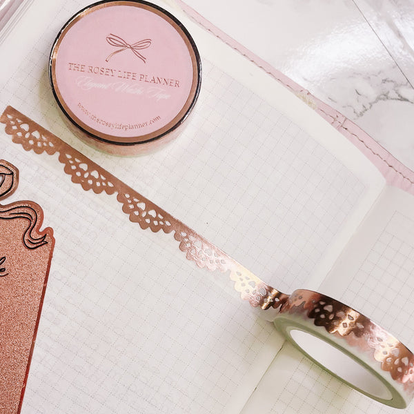 Washi Tape | 10 m - 1.0 cm |ROSE GOLD LACE