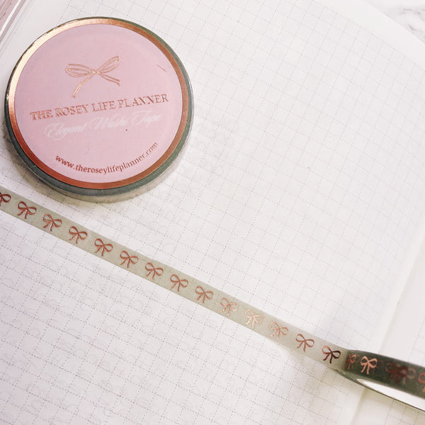 Washi Tape | 10 m - 0.5 cm | green rose gold Bows