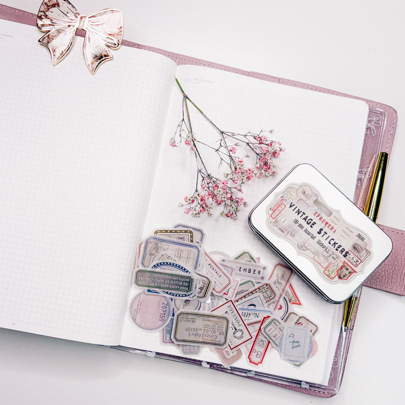Ephemera Sticker Tin- SET over 100 pcs| Stickers  Die Cuts