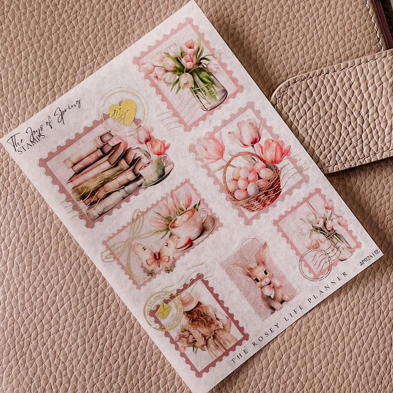 JOYS OF SPRING | DECO STICKERS - STAMPS | SHEET 12 - FOILED | CLEAR/ MATTE | APR24 COLLECTION