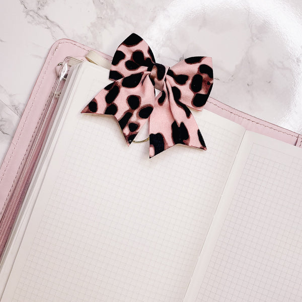 BOW PLANNER CLIP | Leopard Pink | GOLD