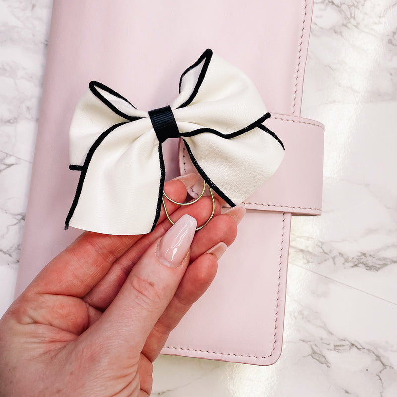 BOW PLANNER CLIP | White & Black | GOLD