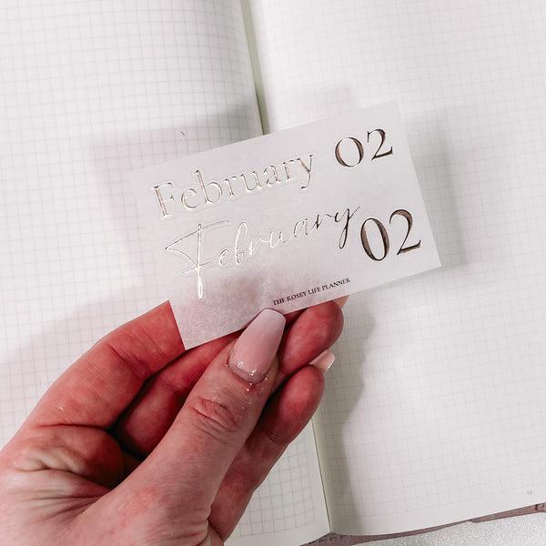 FEB25 | DECO STICKERS | MINI SHEET SCRIPT rose gold CLEAR MATTE