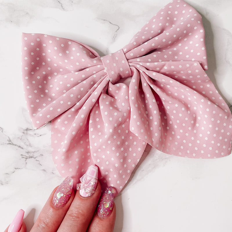 BOW PLANNER CLIP | PINK POKA DOTS | GOLD