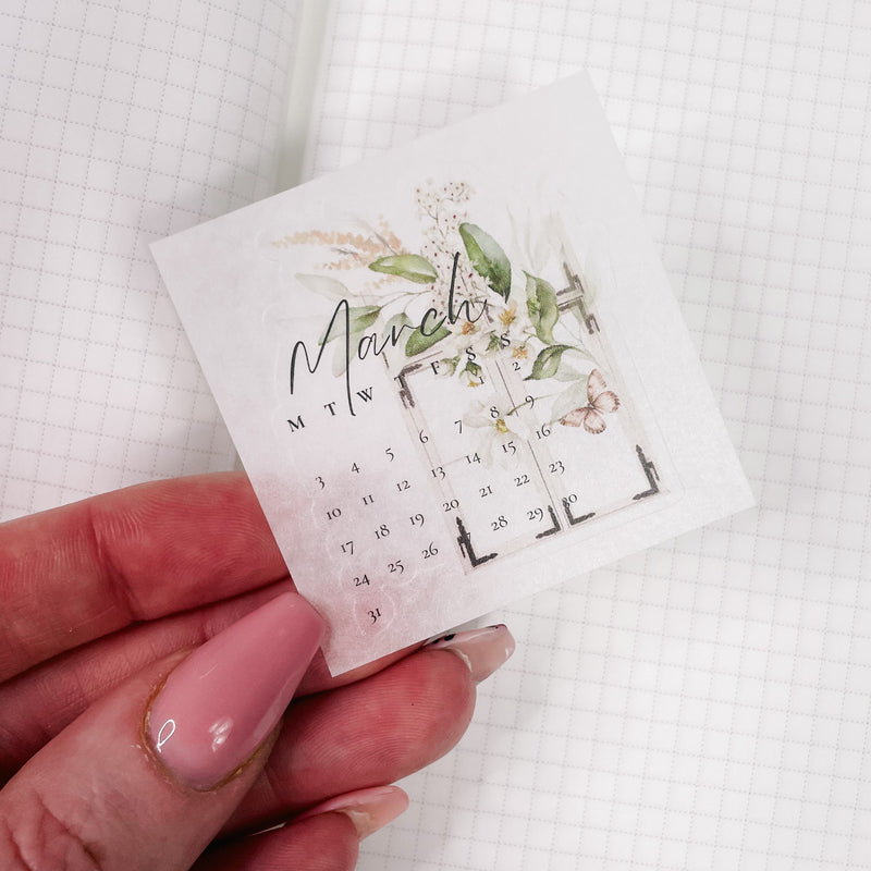 MAR25 | CALENDAR STICKER | MINI SHEET CLEAR MATTE