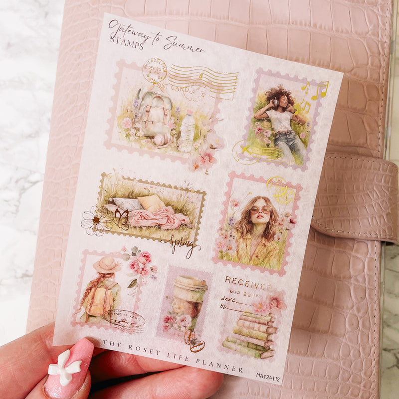 DECO STICKERS - STAMPS | SHEET 12 - FOILED | CLEAR/ MATTE | MAY24 COLLECTION
