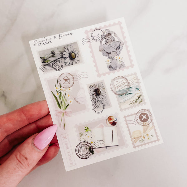 DAISIES & SUNSHINE | DECO STICKERS | STAMP STICKERS CLEAR MATTE