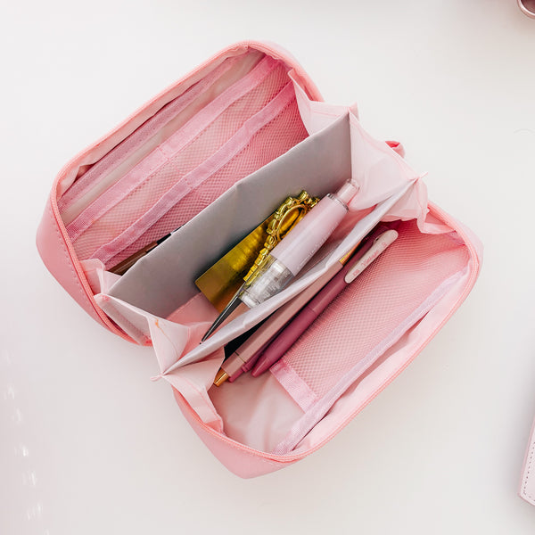 ROSEY POSEY PENCIL CASE | CLEAR & PINK | STATIONERY STORAGE
