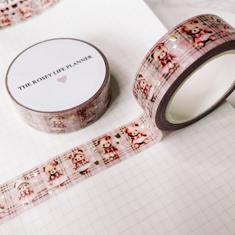 Washi Tape | With gold foil | 10 m - 2 cm | Bears  -Bear Box