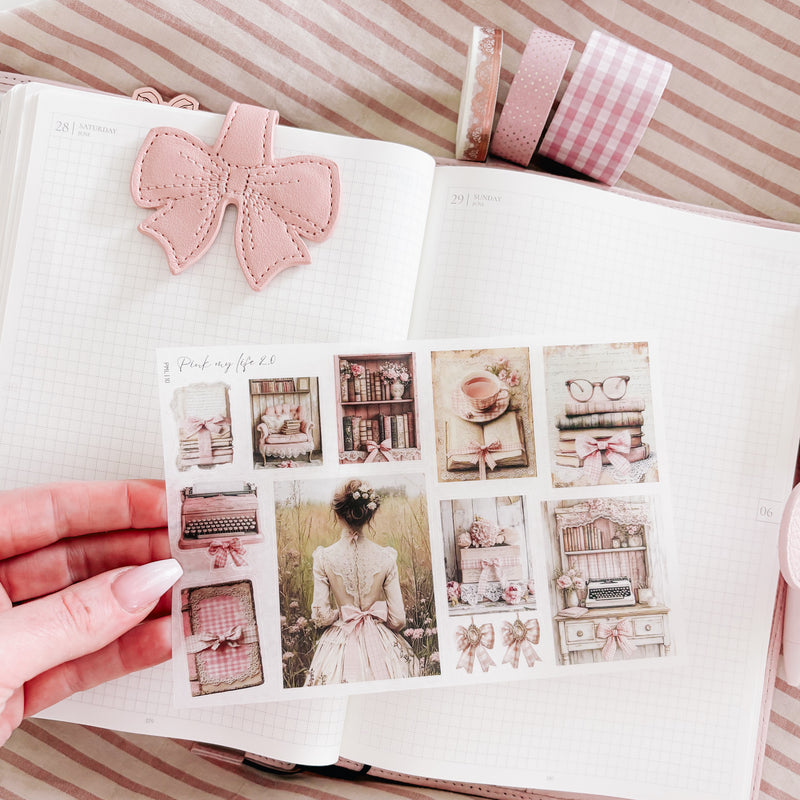 Magnetic Vegan Leather Bow Bookmark  | PLANNER DECOR | Pink