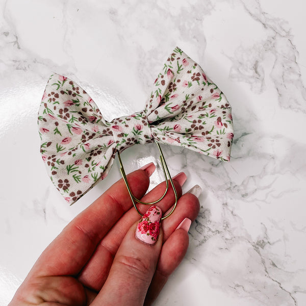 BOW PLANNER CLIP | FLORAL PRINT DESIGN | PINK |