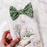 BOW PLANNER CLIP | FLORAL PRINT DESIGN | GREEN |