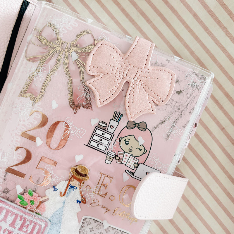 Magnetic Vegan Leather Bow Bookmark  | PLANNER DECOR | Pink