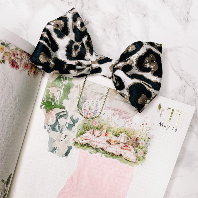 BOW PLANNER CLIP | LEOPARD PRINT DESIGN | FABRIC