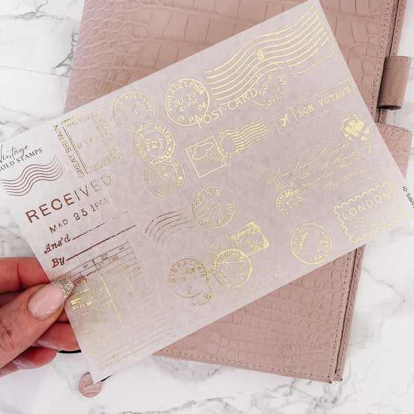 STAMPS GOLD FOIL STICKERS | CLEAR/ MATTE