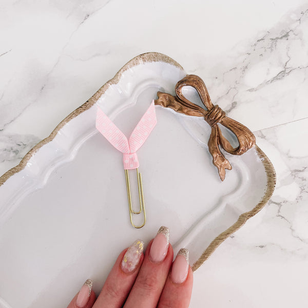 PINK RIBBON PLANNER CLIP | Pink Pokka Dots