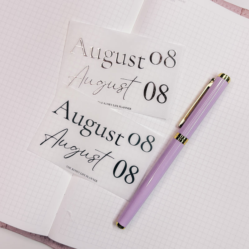 AUGUST25 | MINI SHEET CLEAR MATTE - SCRIPT STICKERS ROSEGOLD OR BLACK