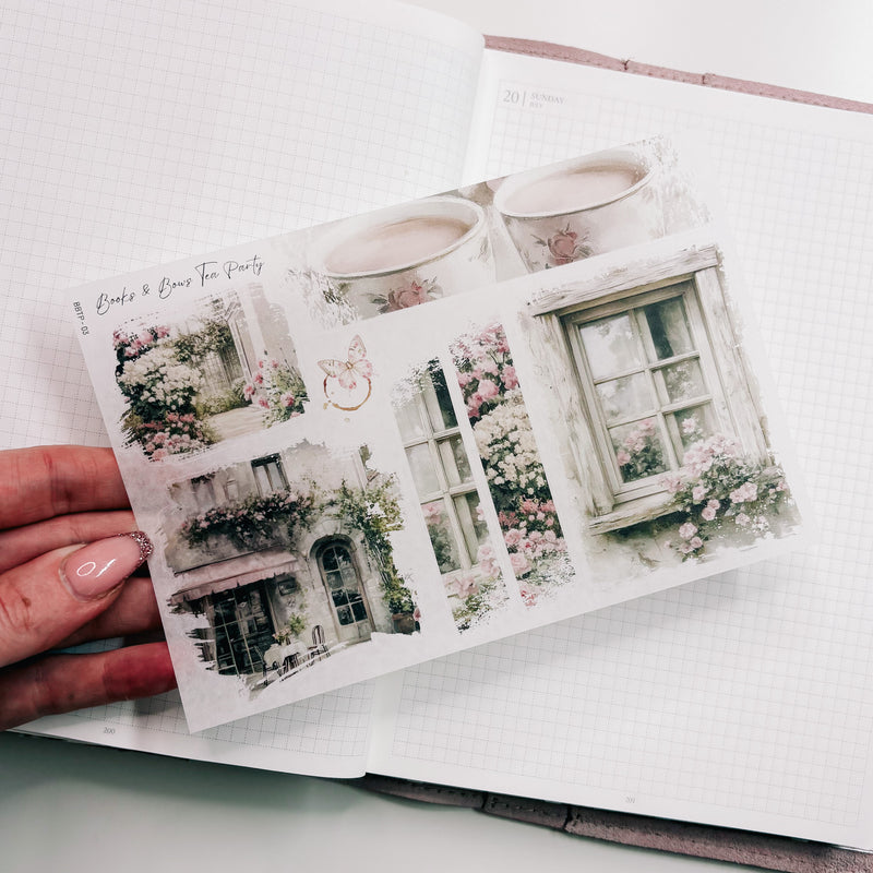 BOOKS & BOWS TEA PARTY | STICKERS 1-10 or ALL 10 BUNDLE DEAL | CLEAR MATTE