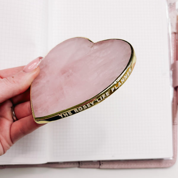 ROSE QUARTZ COASTER | PINK & GOLD HEART