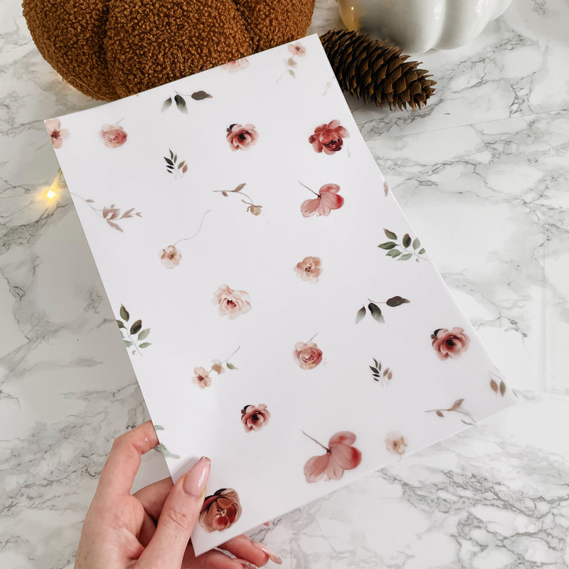 A4 DECO SHEET | VELLUM | BURGUNDY AUTUMN | NOV23 COLLECTION