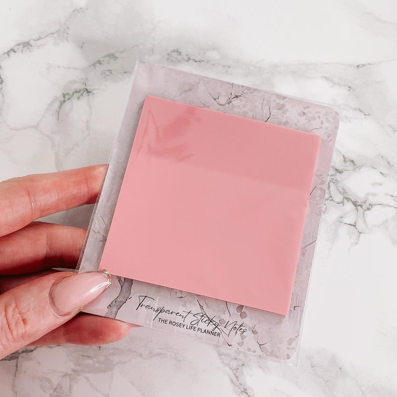 TRANSPARENT STICKY NOTES | PINK | 50 SHEETS | LARGE |