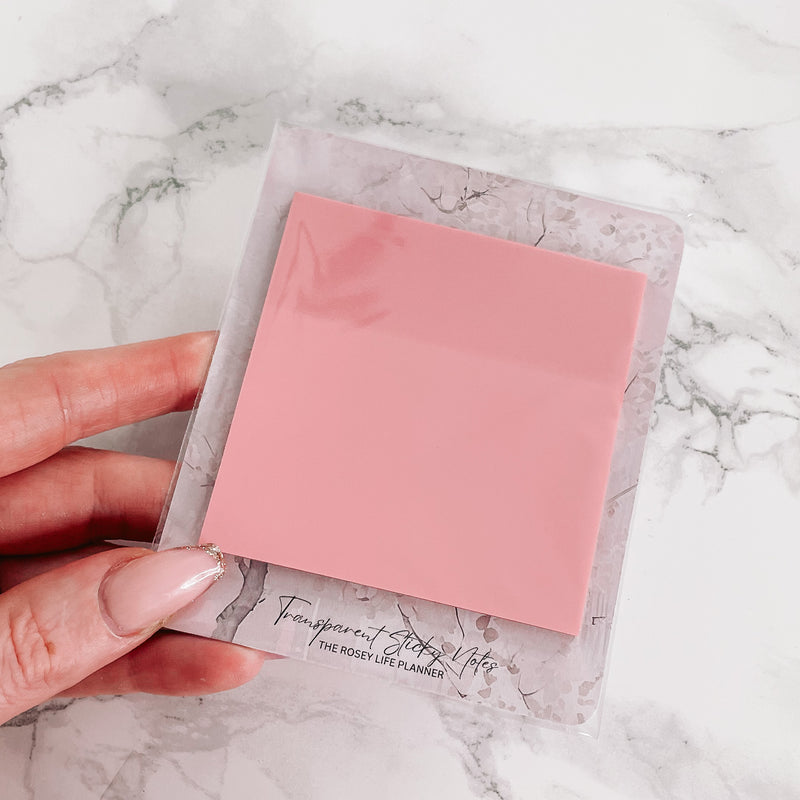 One Pink Sticky Note TRANSPARENT STICKY NOTES | PINK | 50 SHEETS | LARGE | – theroseylifeplanner