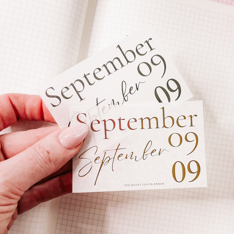 SEPTEMBER 25 | MINI SHEET CLEAR MATTE - SCRIPT STICKERS GOLD OR BLACK