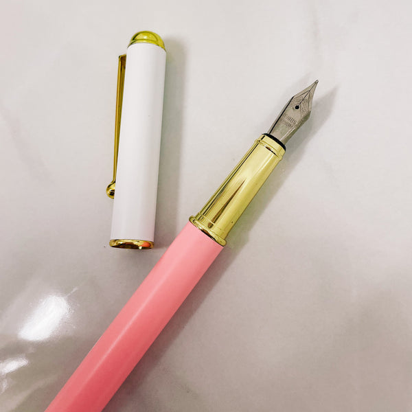 FOUNTAIN PEN |  PINK & WHITE - & INK INCLUDED