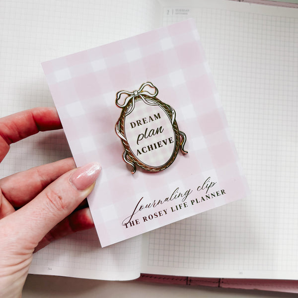 JOURNAL CLIP | GOLD & CHECKERED WITH A BOW | MEDITERRANEAN COLLECTION