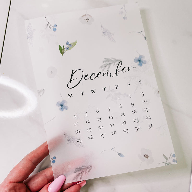 PLANNER DASHBOARD | WINTER FRESHNESS - CALENDAR DASHBOARD VELLUM | DE 23 COLLECTION