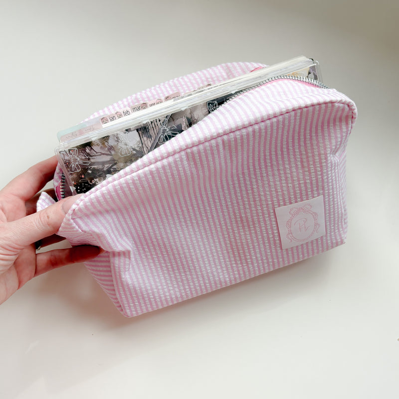 PENCIL CASE | PINK STRIPES | STATIONERY STORAGE