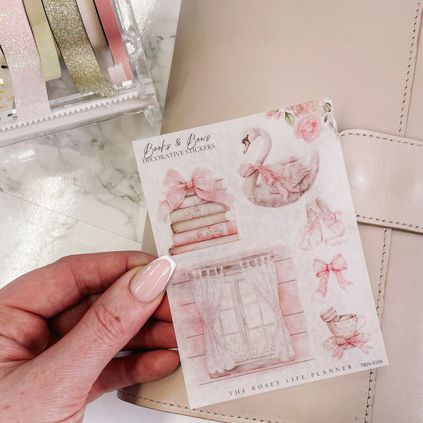 BOOKS & BOWS COLLECTION | DECO STICKERS | SH 4 | CLEAR MATTE