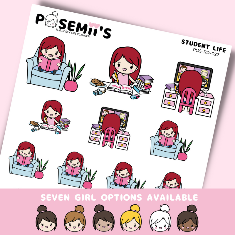 STUDENT LIFE EMOTI GIRLS  | POSEMII CHARACTER STICKERS | 7 OPTIONS