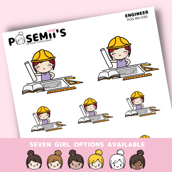 ENGINEER EMOTI GIRLS  | POSEMII CHARACTER STICKERS | 7 OPTIONS