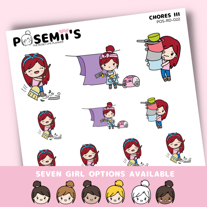CHORES EMOTI GIRLS pt. 3 | POSEMII CHARACTER STICKERS | 7 OPTIONS