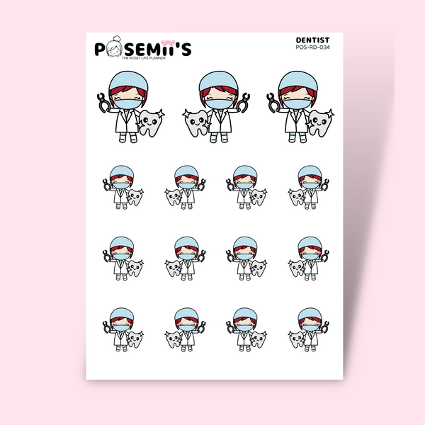 DENTIST EMOTI GIRLS  | POSEMII CHARACTER STICKERS | 7 OPTIONS